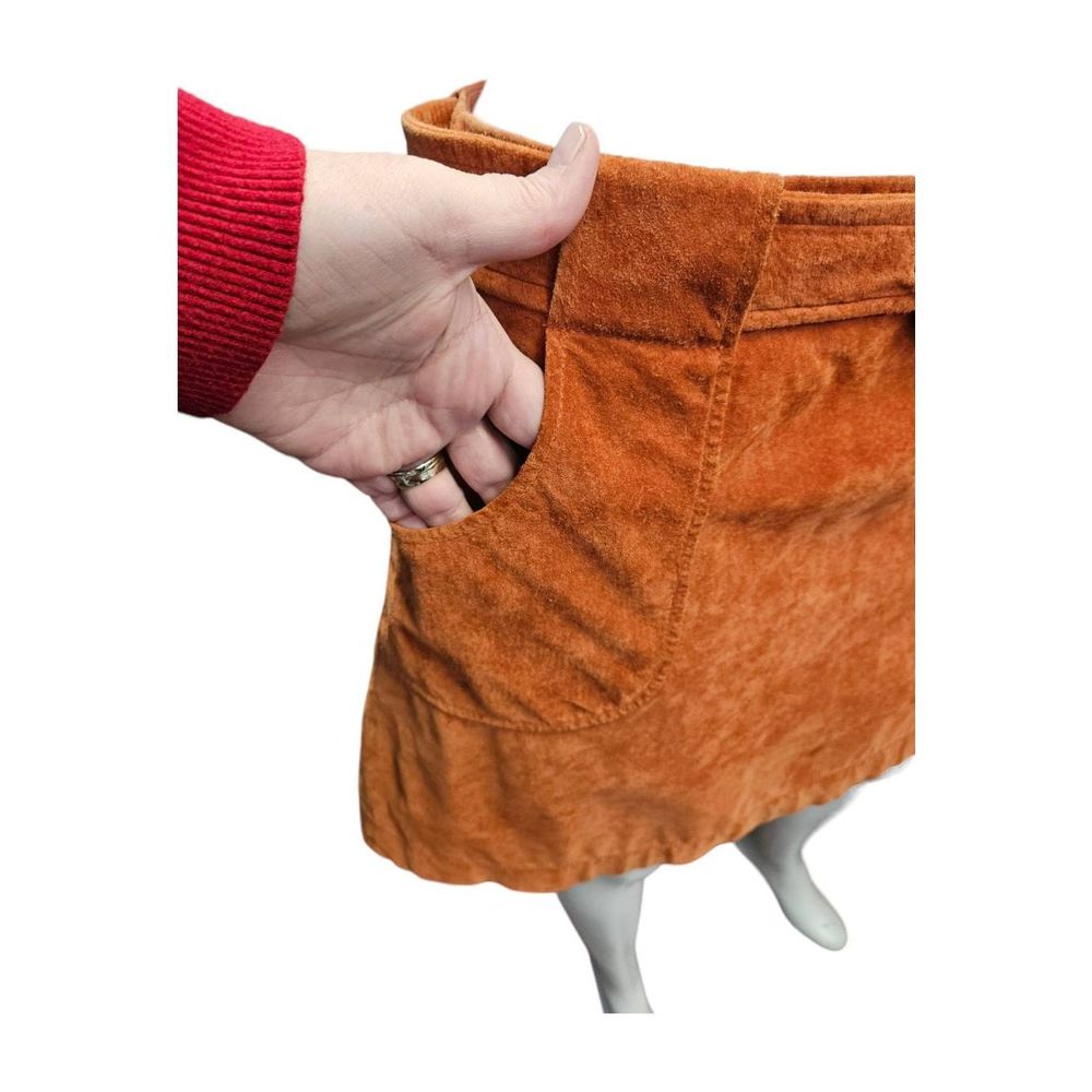 Context Orange Leather Suede Belted Skirt Size 10 - Picture 5 of 8